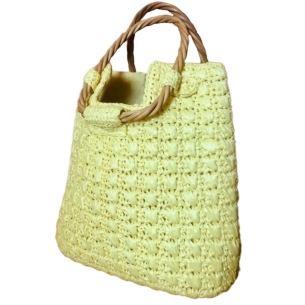 ADG Fashion Imports | 60's Vintage Lemon Yellow Raffia Handbag